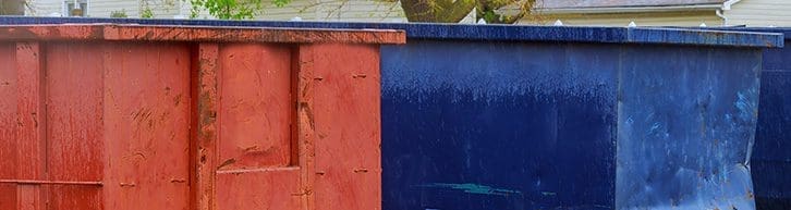 Industrial garbage container on construction site