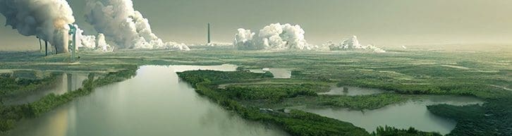 Industrial emissions pollute environment and ecology